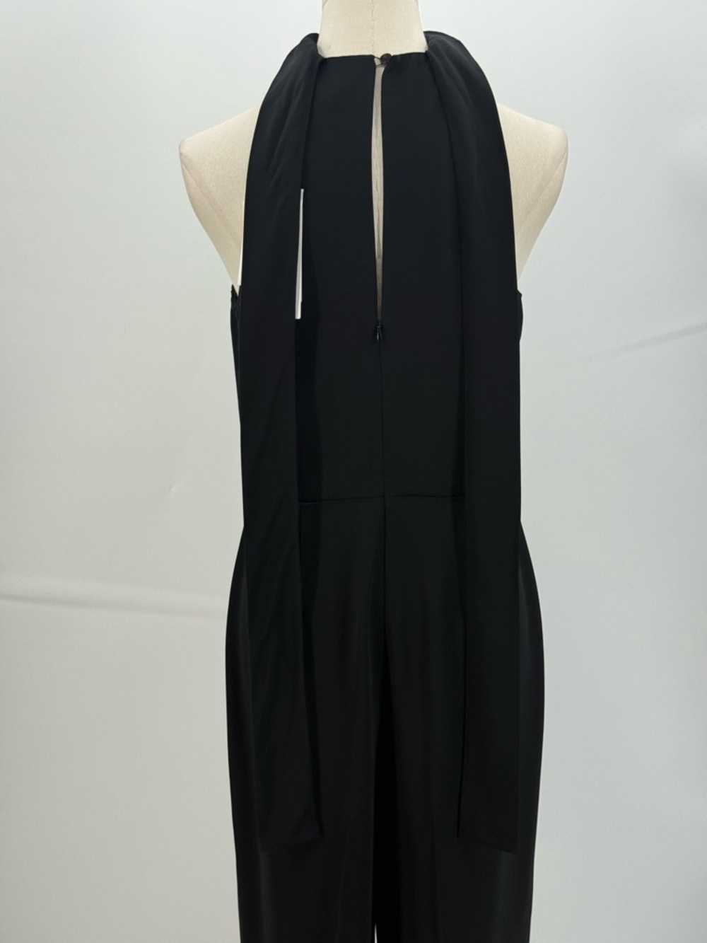 Theory Black Halter Neck Tie Jumpsuit Wide Leg Sleeveless Minimalist Luxe Size 2 - Picture 4 of 15